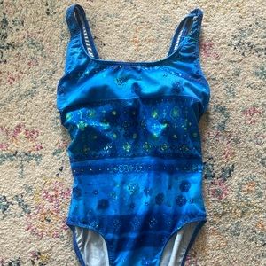 NOS blue highcut one piece swimsuit